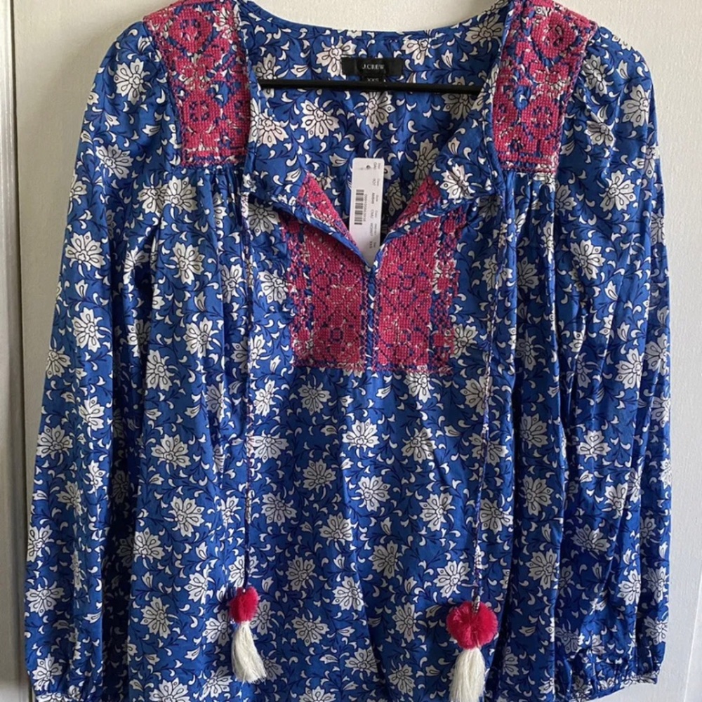 J.Crew embroidered top xxs